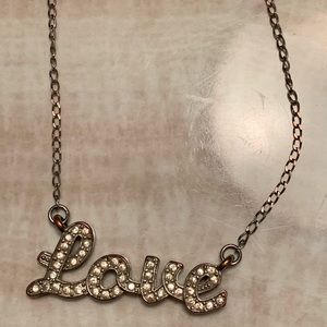 Guess “LOVE” Silver Jewelled Necklace